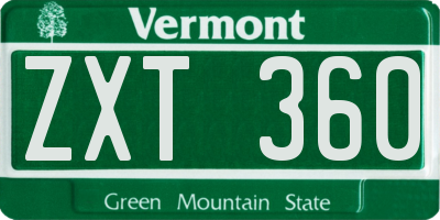 VT license plate ZXT360