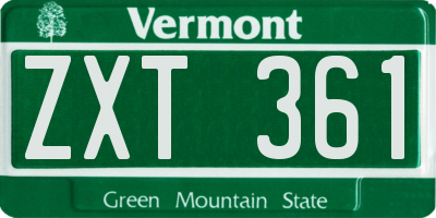 VT license plate ZXT361
