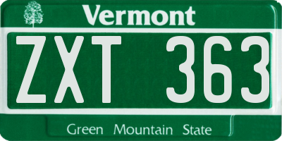 VT license plate ZXT363
