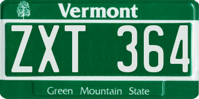 VT license plate ZXT364