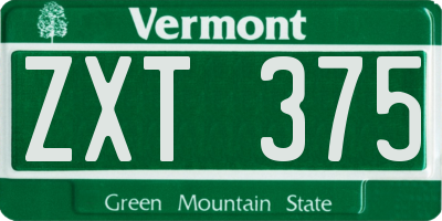 VT license plate ZXT375