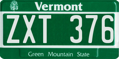 VT license plate ZXT376