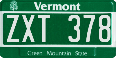 VT license plate ZXT378