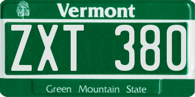 VT license plate ZXT380