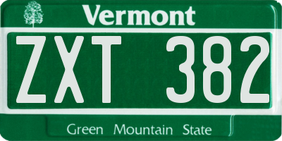 VT license plate ZXT382
