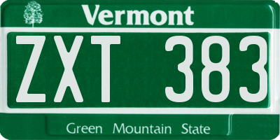 VT license plate ZXT383