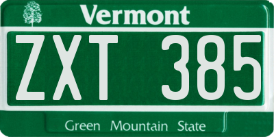 VT license plate ZXT385
