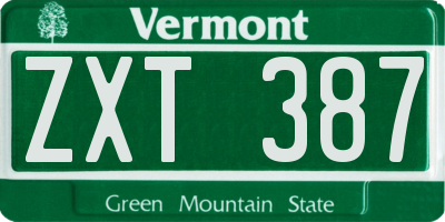 VT license plate ZXT387