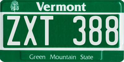 VT license plate ZXT388