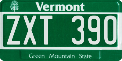 VT license plate ZXT390