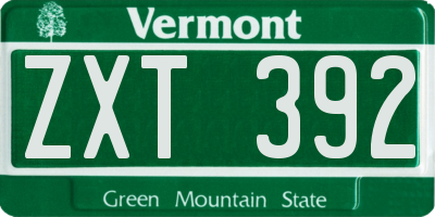 VT license plate ZXT392