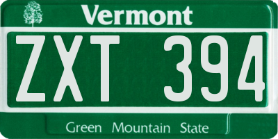 VT license plate ZXT394