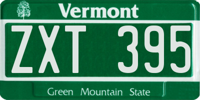 VT license plate ZXT395
