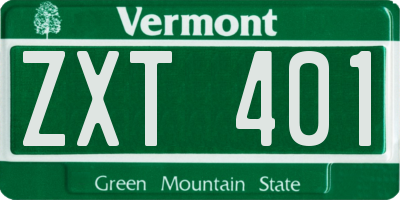 VT license plate ZXT401