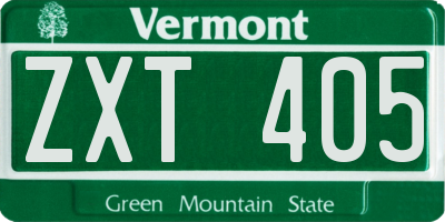 VT license plate ZXT405