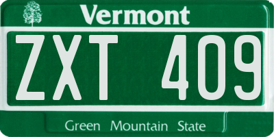 VT license plate ZXT409