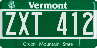 VT license plate ZXT412