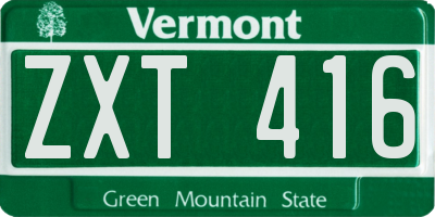 VT license plate ZXT416