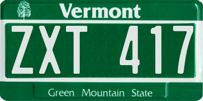 VT license plate ZXT417