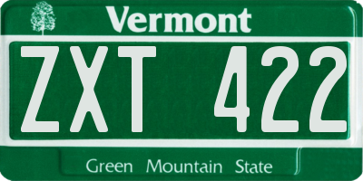 VT license plate ZXT422