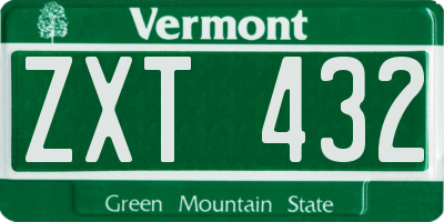 VT license plate ZXT432
