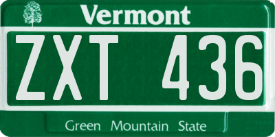 VT license plate ZXT436