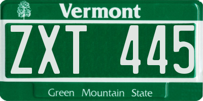 VT license plate ZXT445