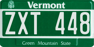 VT license plate ZXT448