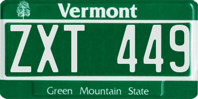 VT license plate ZXT449