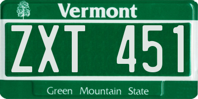 VT license plate ZXT451