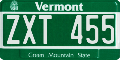 VT license plate ZXT455