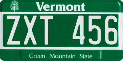 VT license plate ZXT456