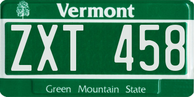VT license plate ZXT458