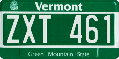 VT license plate ZXT461