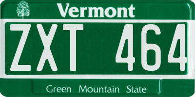 VT license plate ZXT464