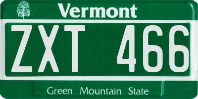 VT license plate ZXT466