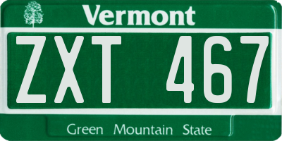 VT license plate ZXT467