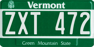 VT license plate ZXT472
