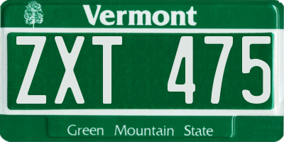 VT license plate ZXT475