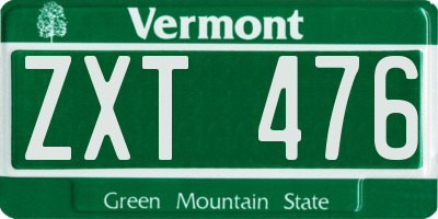VT license plate ZXT476