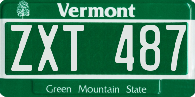 VT license plate ZXT487