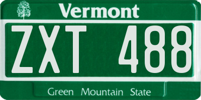 VT license plate ZXT488
