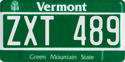 VT license plate ZXT489