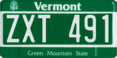 VT license plate ZXT491