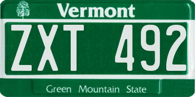 VT license plate ZXT492