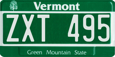 VT license plate ZXT495
