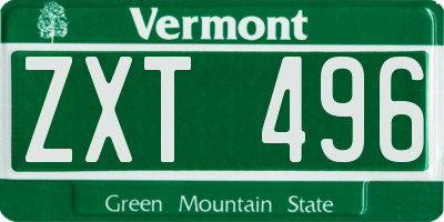 VT license plate ZXT496