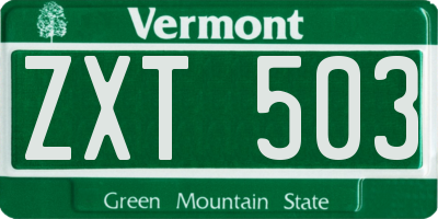 VT license plate ZXT503