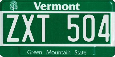 VT license plate ZXT504