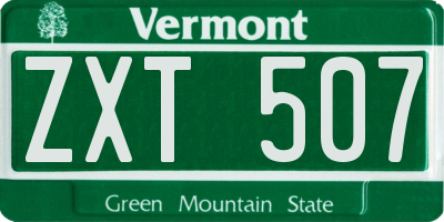 VT license plate ZXT507